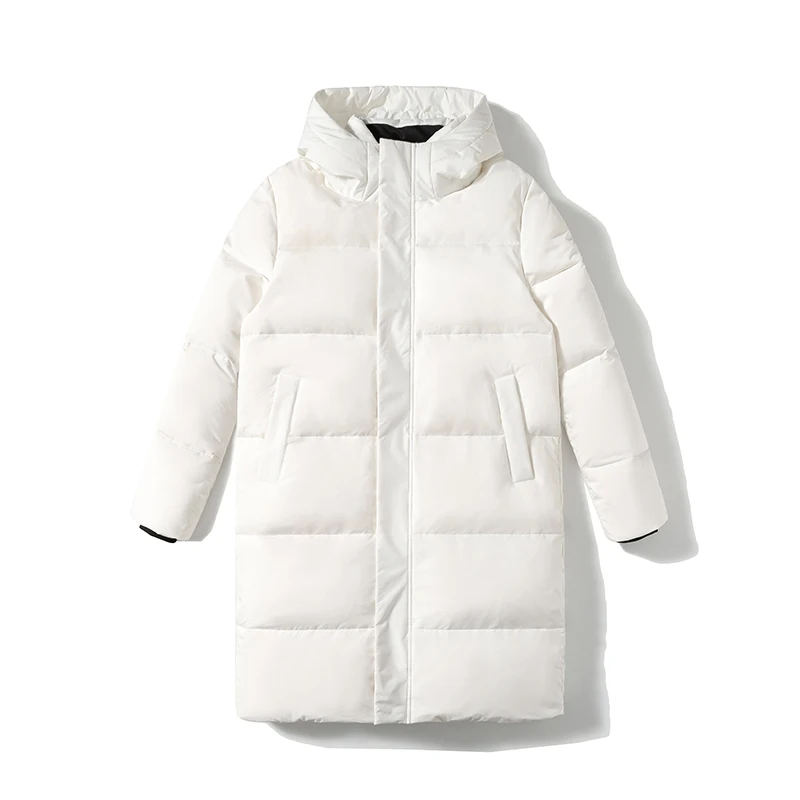 Winter New Men's Fashion Versatile Long Knee Down Jacket Coat Youth Trend Loose Casual Hooded Thickened Warm Windproof Coat Male