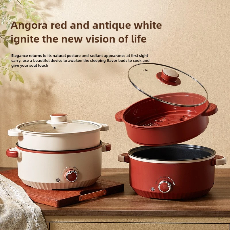 220V 3L Electric Cooking Pot Non-stick Household Multi Cooker Home Frying Machine Electric Hot Pot 24CM Diameter 3