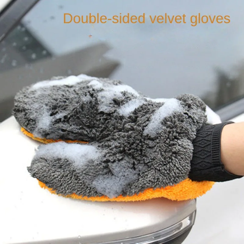 Coral Velvet Car Wash Gloves Chenille Car Wipe Wipes Towel Sponge Cleaning Tools
