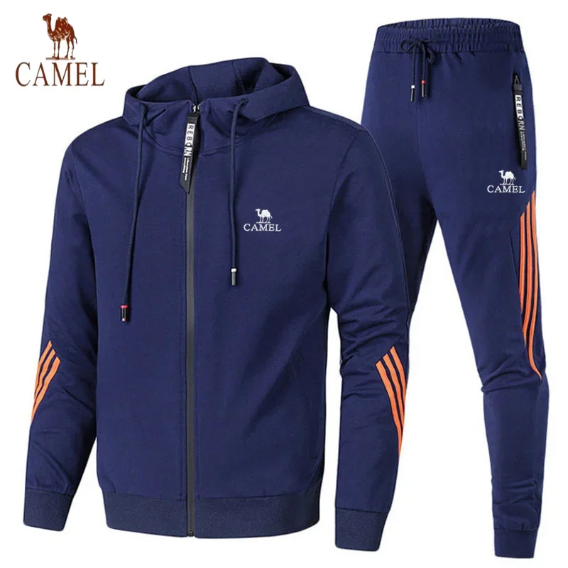 

Hoodie set with zipper and fashionable splicing for autumn men's casual outdoor sports