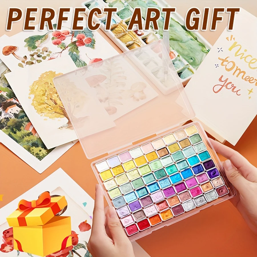 72-color pearlescent watercolor paint set - bright shining, professional coverage, light fastness - flash solid pigment 6