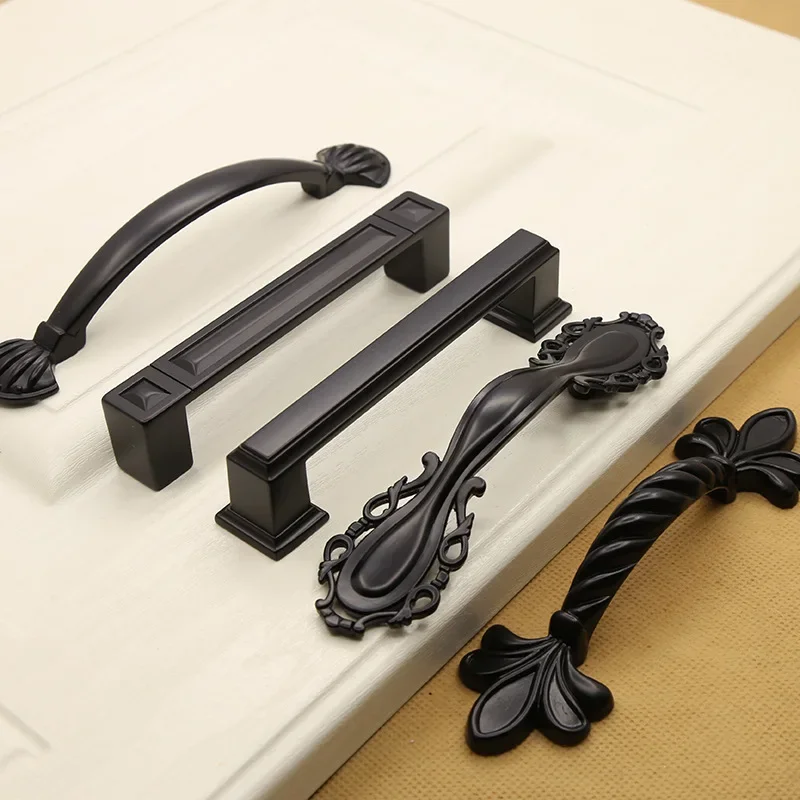 American Style Piano Black Hardware Cabinet Knob European Style Garden Handle Door Pull