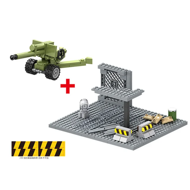 2024 World War 2 WW2 Army Military Soldiers SWAT Container Weapon Cannon Base Model Building Blocks Bricks Children's Toys Gift 6