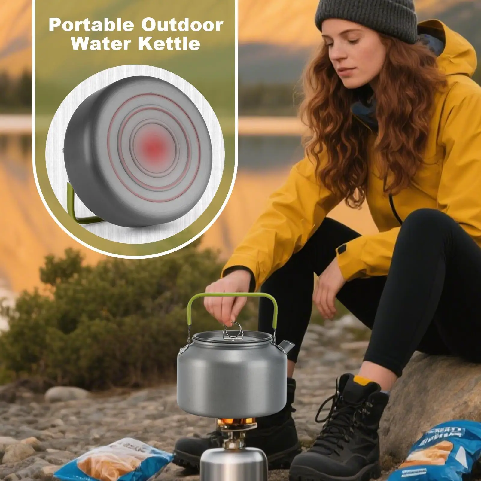 Camping Tea Kettle 1.8L Aluminum Alloy Camping Pot Kitchen Accessories For Offices Home Backyard Kitchen Farm Patio Garden