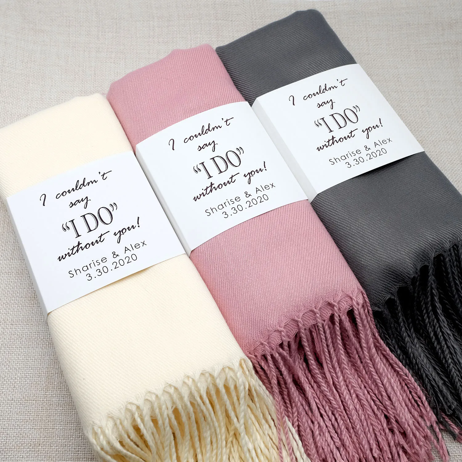 

Personalized Bridesmaid Pashmina for Women, Long Soft Wrap Shawl, Custom Band Scarves for Weddings, Bridal, Bridesmaids Gifts