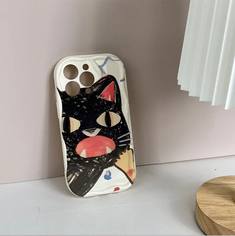 Stylish Black Cat Chain Bracelet Phone Case