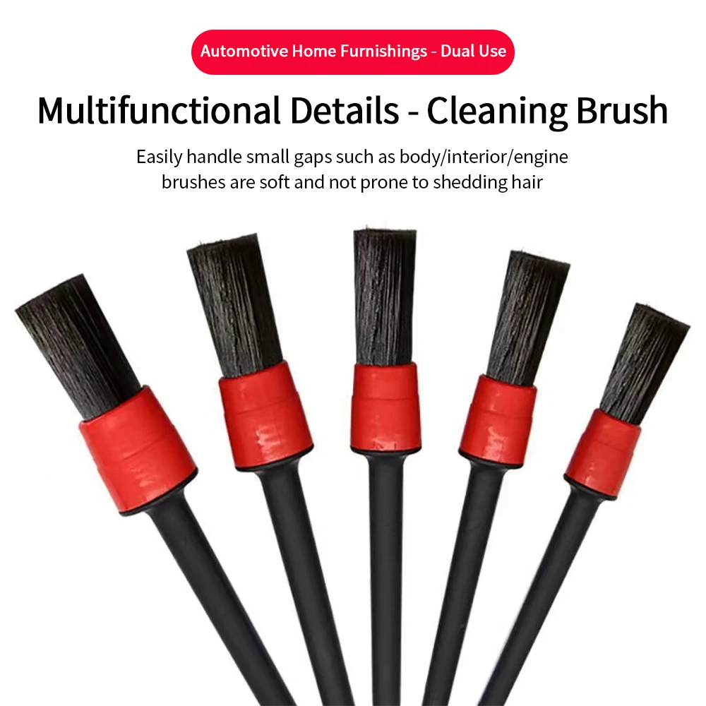 

5pcs Detailing Brush Set Car Brushes Car Detailing Brush For Auto Cleaning Dashboard Air Outlet Wheel Wash Maintenance Tool