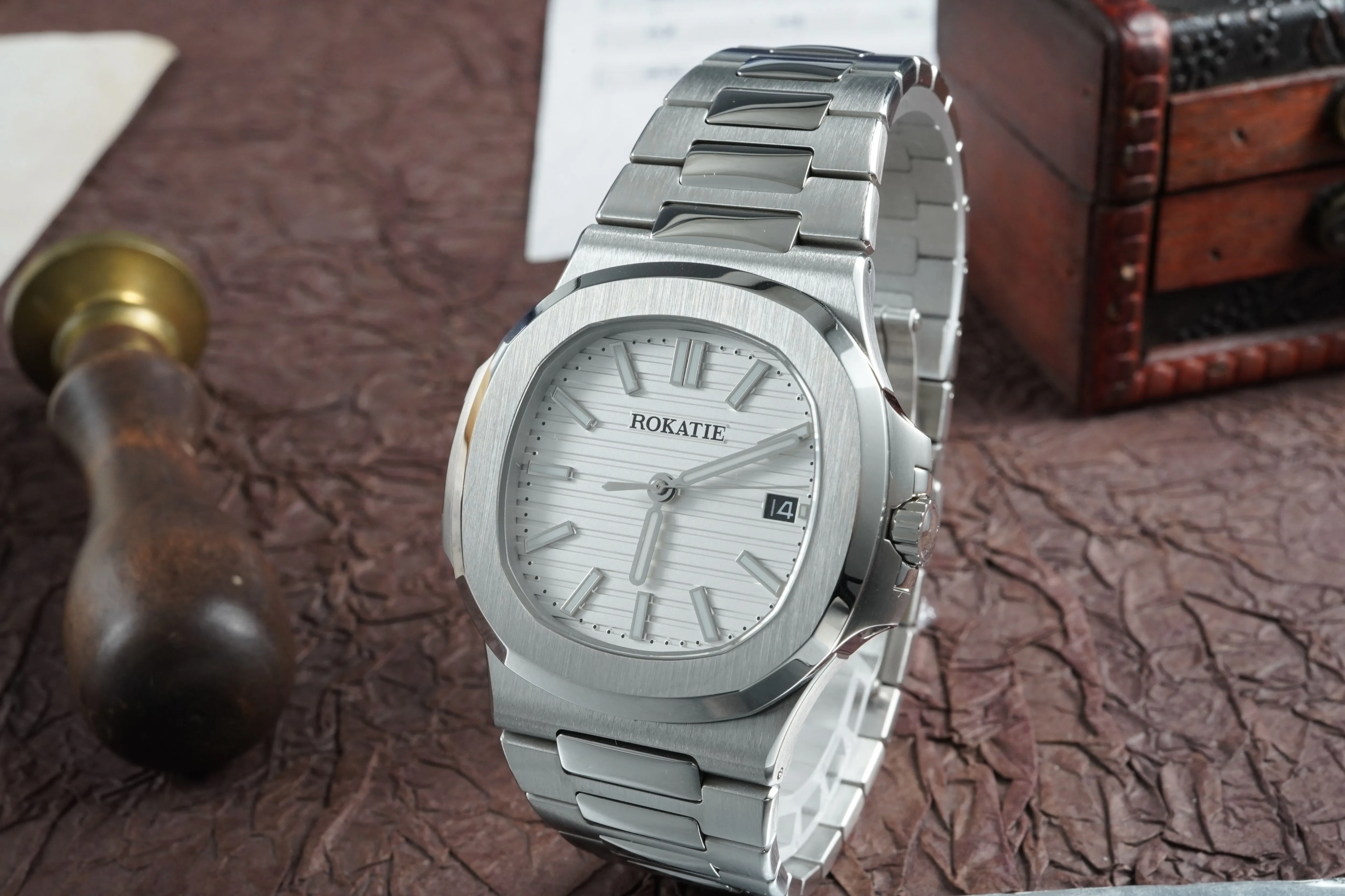 ROKATIE 2024 Luxury 9015 Japanese Movement Stainless Steel Watch 38mm Case Luminous Feature Day 50m Waterproof New Release 4