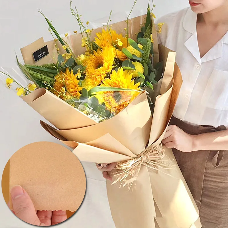 45CM*1000CM 갈색 크래프트 포장지, 꽃다발 선물 포장, DIY 공예 및 꽃꽂이 용품