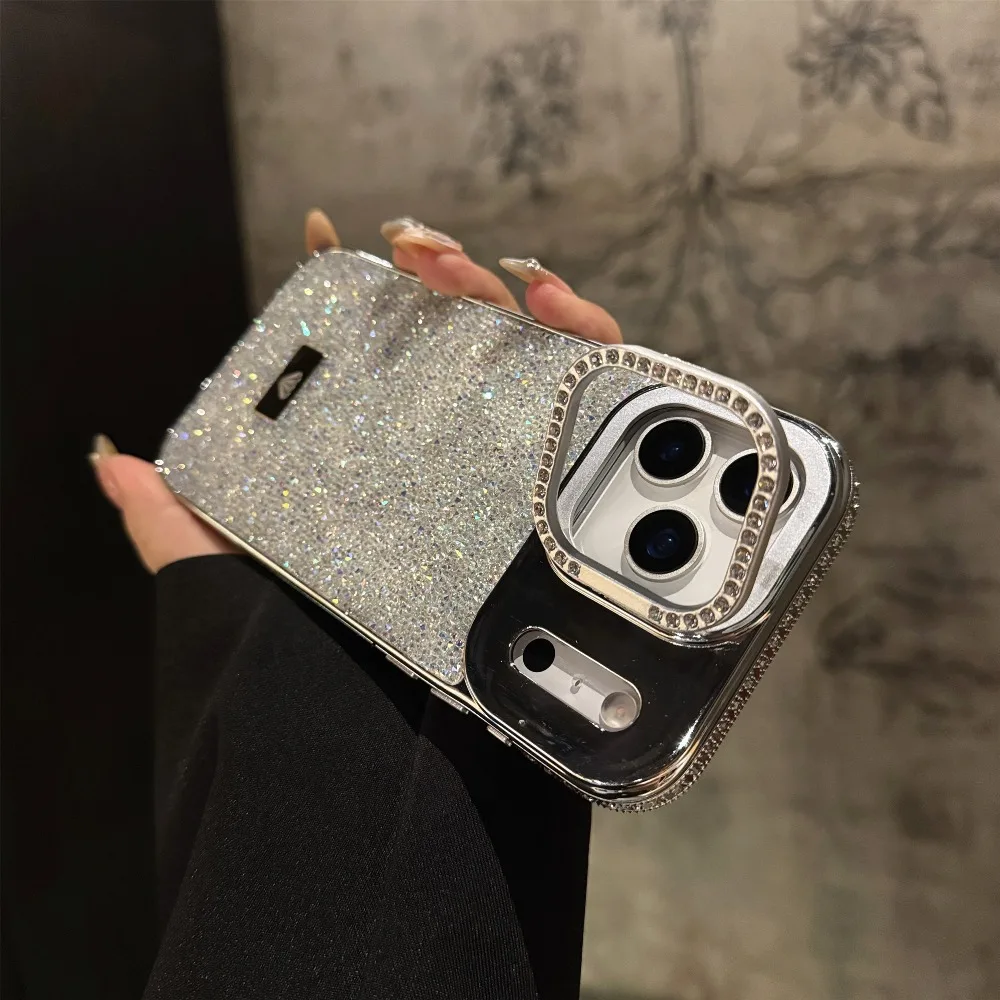 Luxury Fashion Bling Glitter Diamond Phone Case with Bracket and Protective Shell