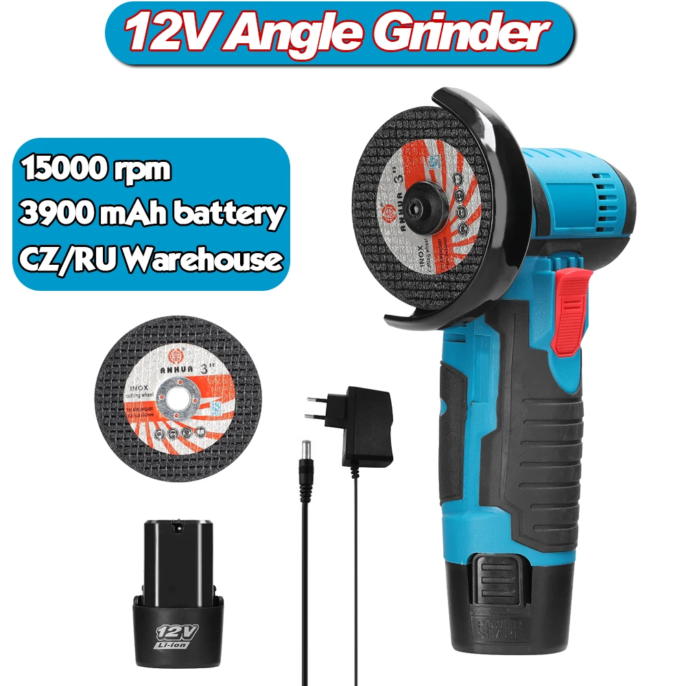 Mini Amoladora Angular Inalámbrica Weytoll - 19000 Rpm, 2 Baterías 2000 MAh, Incluye 7 Discos