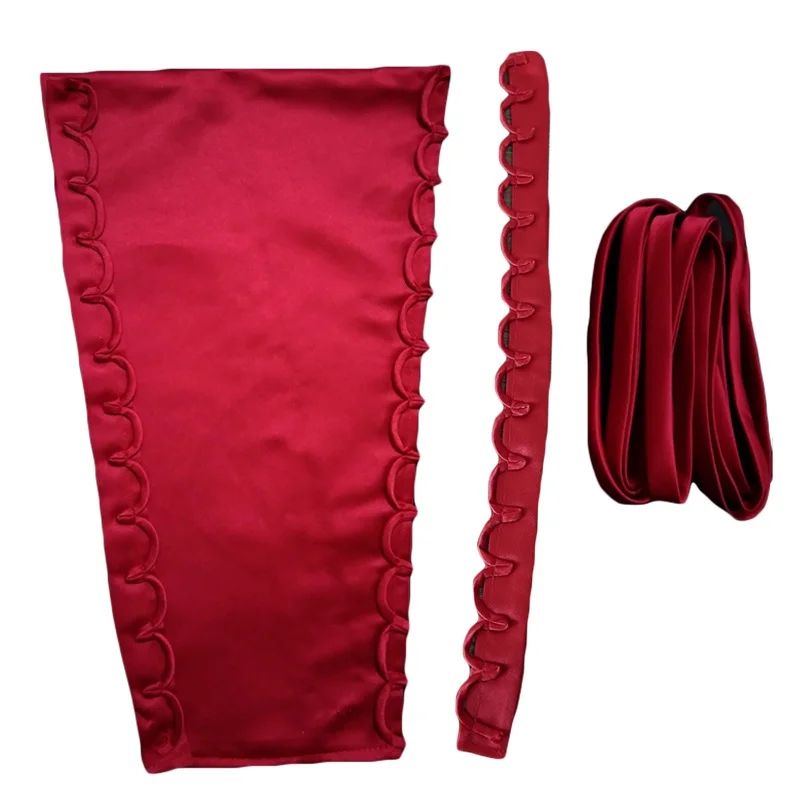 Women Lace up Wedding Dress Satin 3 pcs One Set satin corset clothing auxiliary fabric