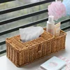 Napkin Cover Rattan Wicker Storage Case Removable Tissue Box Desk Hand-Woven Paper Towel Holder Facial Tissue Dispenser Basket 2