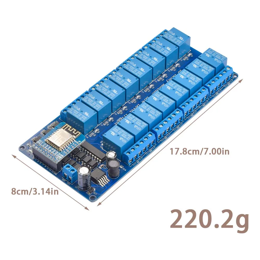 DC5V 12V 16 kanałowy moduł przekaźnika Wifi na pokładzie ESP8266 moduł WIFI mikrokontrolery interfejs przekaźnik mocy dla Arduino 6 DC5V 12V 16 kanałowy moduł przekaźnika Wifi na pokładzie ESP8266 moduł WIFI mikrokontrolery interfejs przekaźnik mocy dla Arduino - Image 6