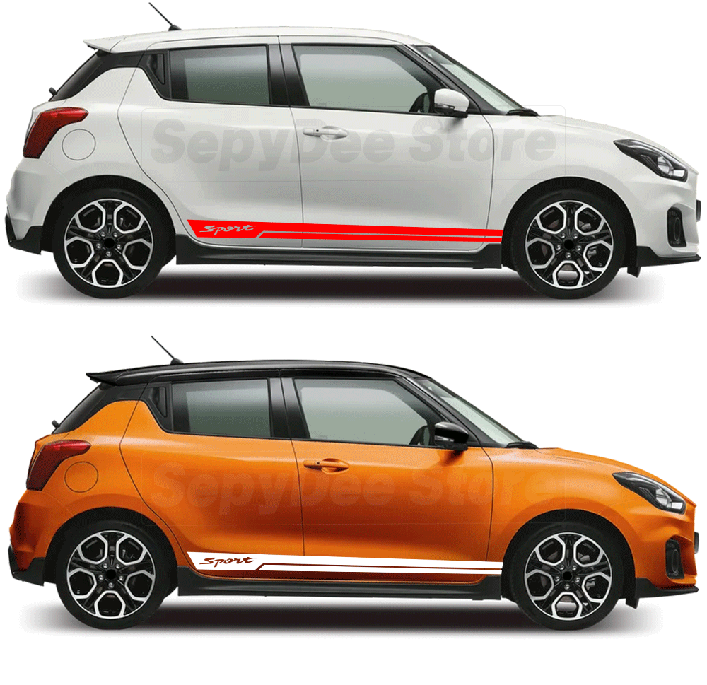 Auto Styling Deur Side Stripes Rok Sticker Auto Hood Motorkap Racing Body Kit Decal Sport Accessoires Compatibel Met Suzuki Swift (Color : Side stripes-05