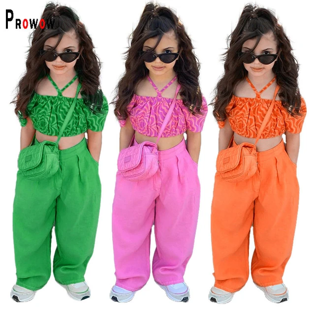 Memoria Cadera pizarra Ropa de moda para niñas, Tops sin hombros, pantalones, trajes a juego de 2  piezas, conjunto de traje de verano para niñas de 2, 3, 4, 5, 6, 7 y 8 años  _ - AliExpress Mobile