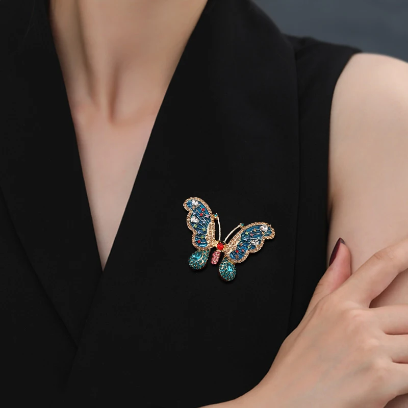 Morkopela Crystal Butterfly Brooch Vintage Colorful Enamel Insect Brooches  Pins For Women Scarf Clip Clothes Sweater