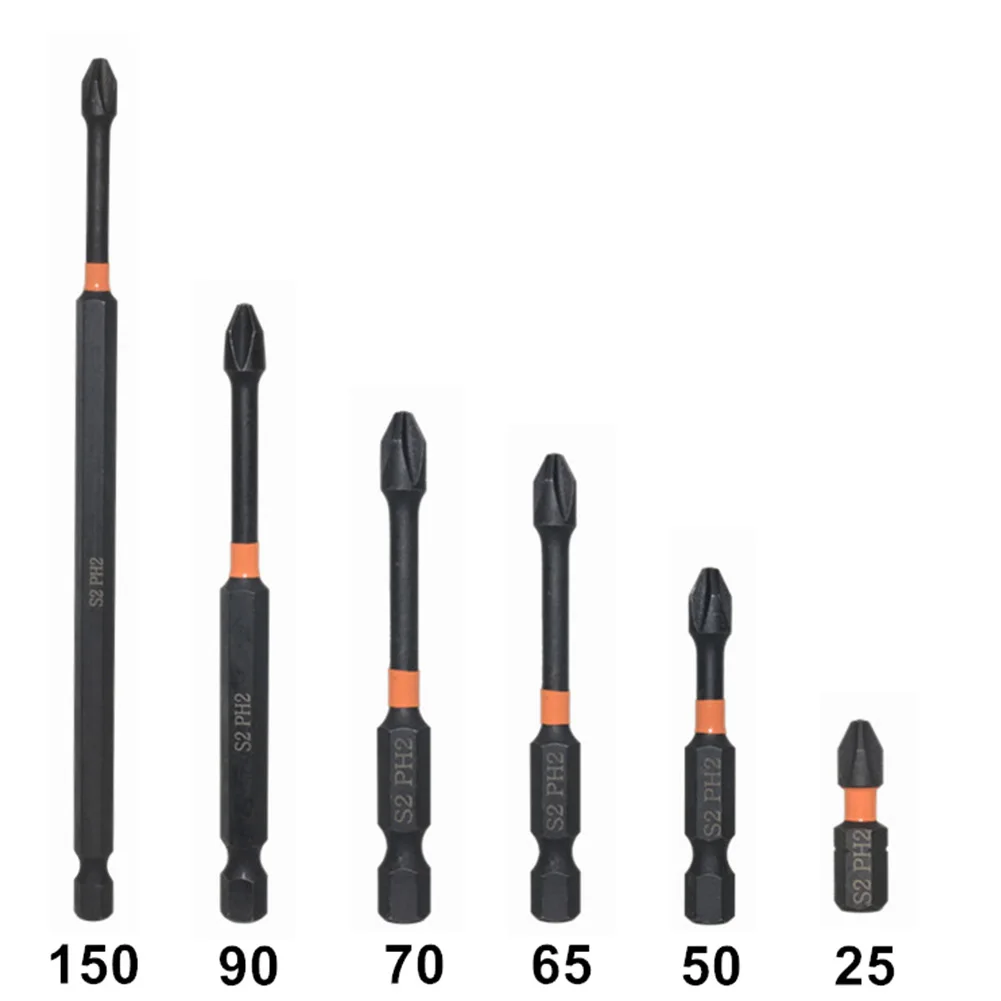

PH2 Impact Screwdrivers Bit Magnetic Alloy Steel Cross Screwdriver Bit 25-150mm Hexagonal Screwdriver Head Repair Tool