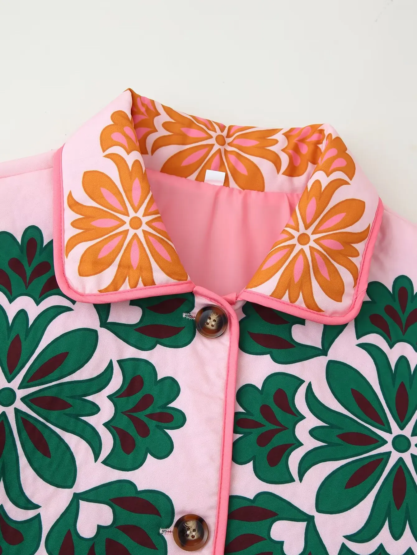 Women's Fashion Print Panelled Quilted Jacket Coat Female Long Sleeve Pocket Cardigan Coat Autumn Winter Daily Casual Outerwear