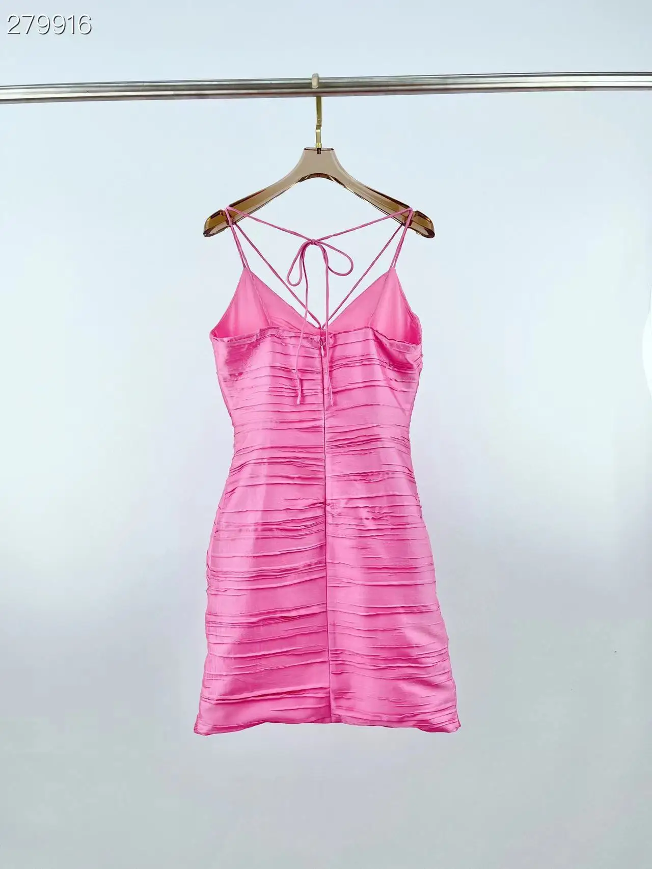 

Fyion HIGH QUALITY Newest 2022 Holiday Fashion Runway Sexy Women's Spaghetti Strap Draped Mini Pink Dress