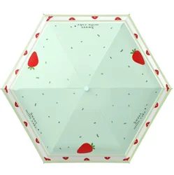 Compact Foldable Umbrella with Heart - Shaped Handle - Fruit Pattern Design, UV Protection (Light Green)