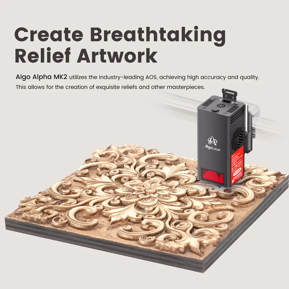 AlgoLaser Alpha MK2 Powerful Woodworers Laser Engraver Cutter With Air Aissit Desktop Metal Wood CNC Engraving Cutting Machine