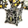"DnD Dice Set - 7 Piece Sharp Edge Zinc Alloy Dice, Metal Hollow Beast Pattern, Silver for RPG & Tabletop Games" 5