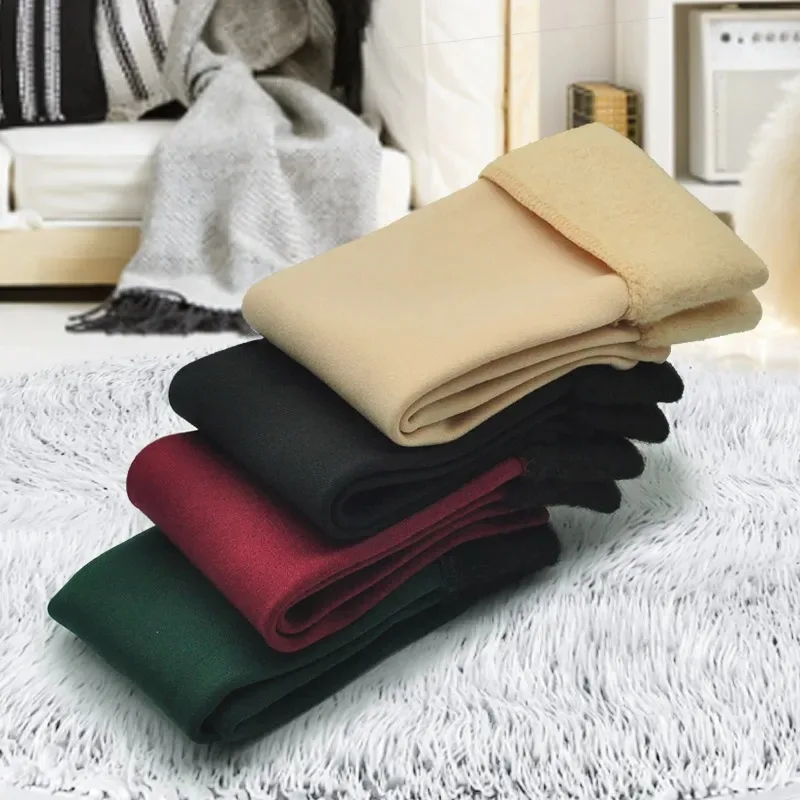 Winter Warm Solid Women Socks Thicken Thermal Socks Wool Cashmere Black Skin Seamless Snow Sock Velvet Unisex Socks