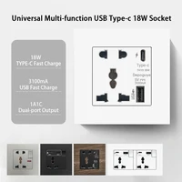 Universal 18W Type-C Quick charge 3/5-pin socket,Uk Wall Electrical Outlet with USB charger,White smart Double Power socket plug