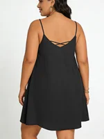Robe sans manches pour femmes grandes tailles, mode, couleur unie, confortable, à porter au quotidien 3