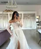 LORIE Organza Off The Shoulder Wedding Dress A Line Long Sleeve Lace Side Split Bride Dresses Elegant Wedding Gowns Customized 2