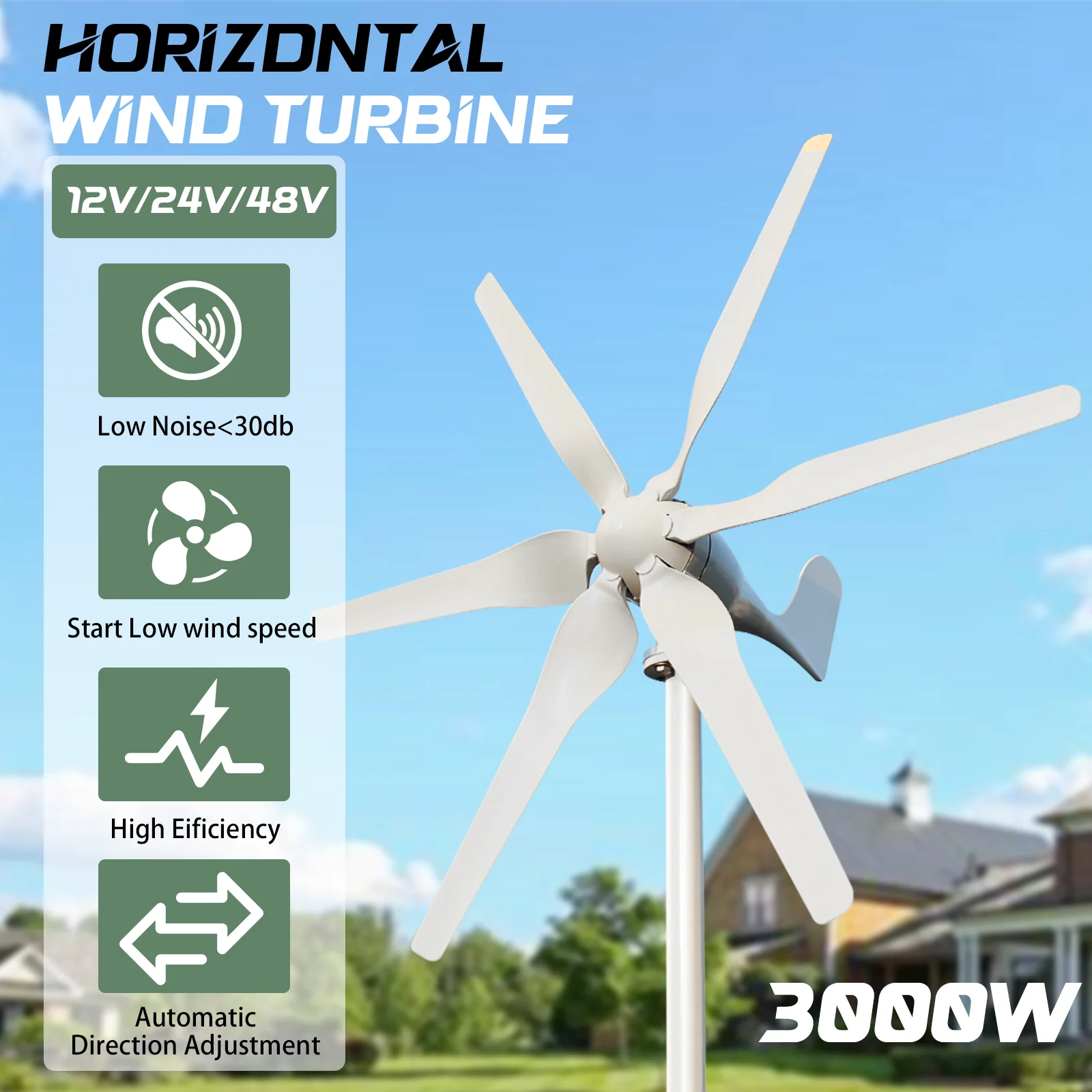 3000W Windturbine mit Kostenlosem Wind-MPPT-Controller Hocheffizientes Off-Grid-System 12V 24V 48V Heimstromversorgungssystem – Detail 7