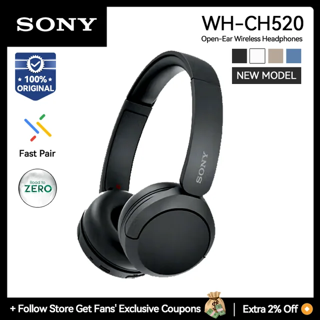 Sony WH-CH520 Bluetooth Wireless Closed Back Headphones 50 hours batte