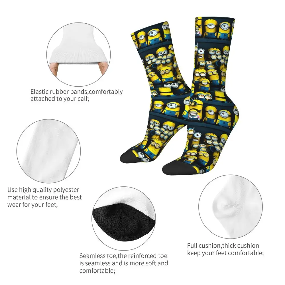 Custom Cool Print M- Minions Cartoon Socks for Women Men Stretchy Summer Autumn Winter M- Minions Bananas Crew Socks 136 Sa741418d0dd54f30836651ebbde80034r