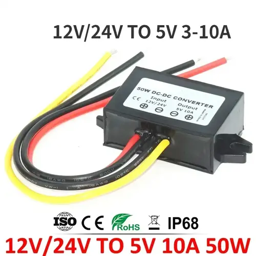 12V 24V to 5V 5A 3A 10A Step Down DC-DC Power Converter 8-36V Buck 5V Switching Voltage Power Supply 12Volt to 5Volt for Car LED