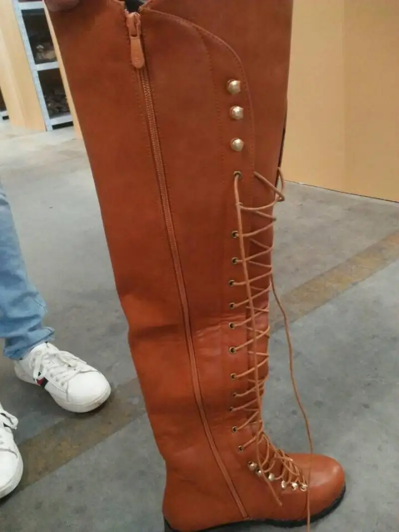 Women High Heel Boots Sexy Over The Knee Boots Women Fashion Cross Lace-Up Winter Warm Knight Thigh Tall Boots