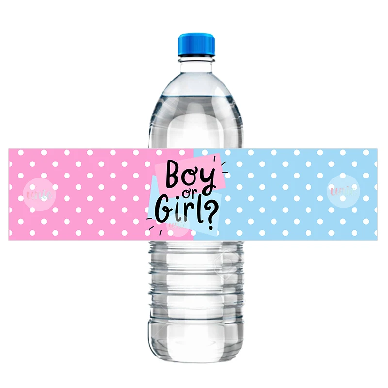 Baby Shower Gender Reveal Boy or Girl Water Bottle Sticker Labels (5  Labels) 