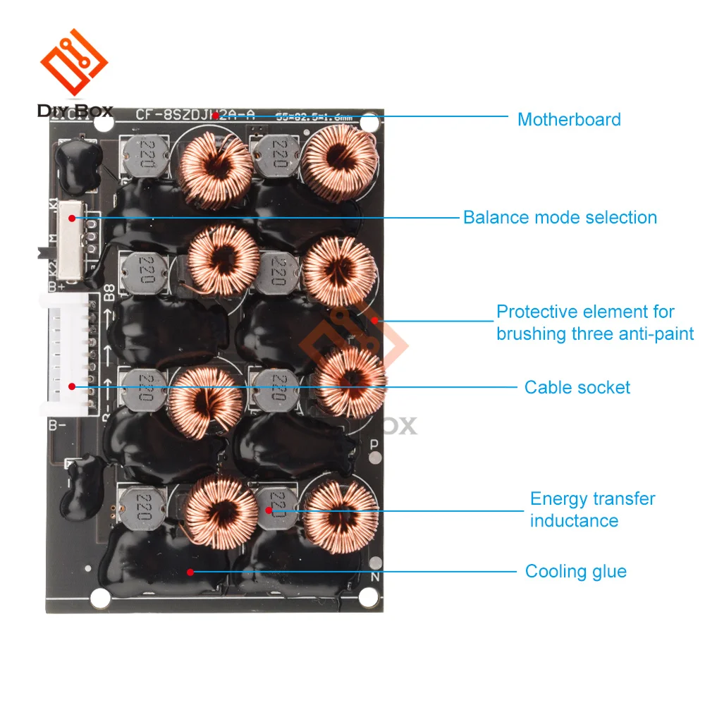 2A 4S 8S BMS Active Balancer Equalizer Lifepo4 Li-ion Lipo Lithium Battery  Energy Transfer Board Balance Module