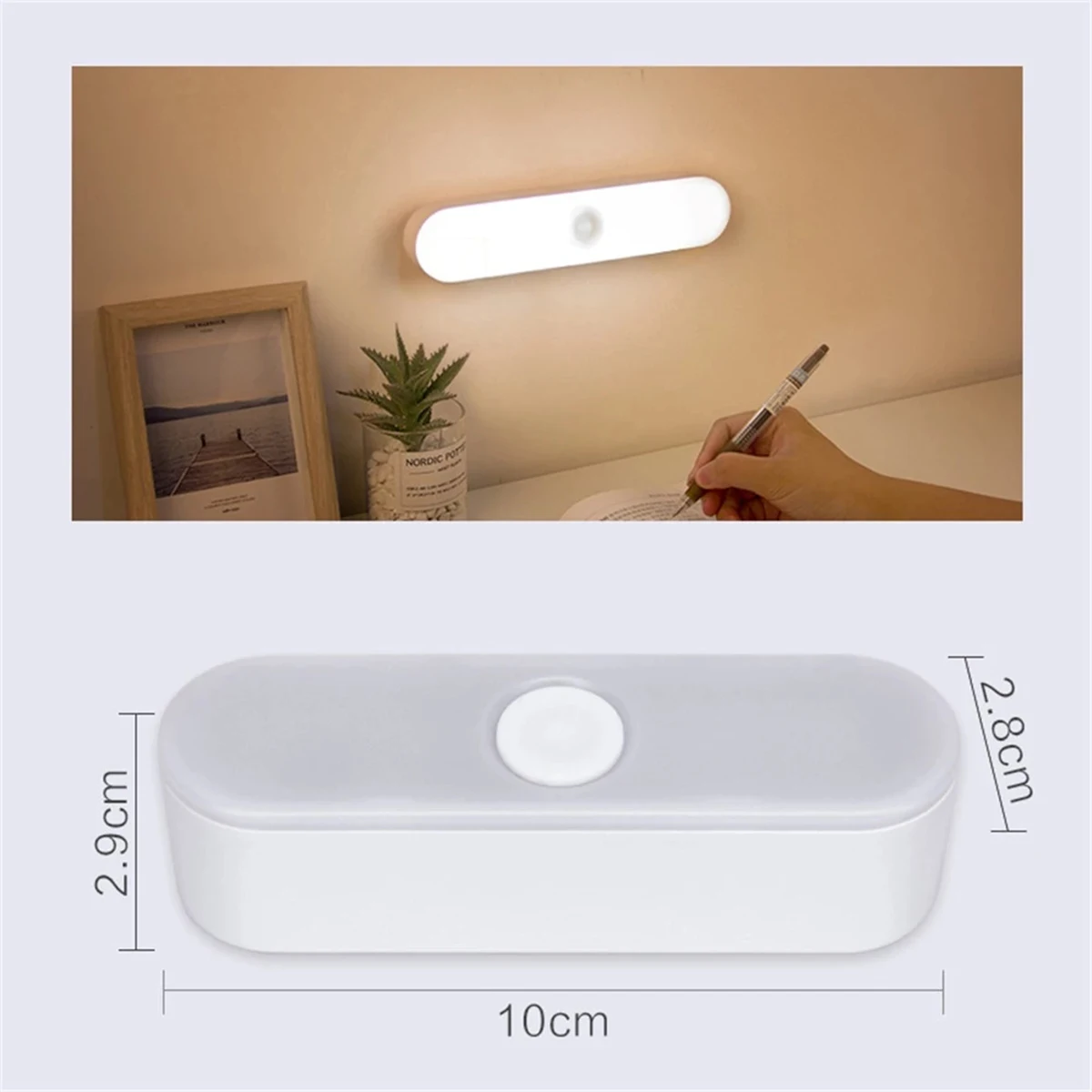 10cm Led Bedside Motion Sensor Night Lamp Desk Warm-light Wardrobe Lighting Strip Closet Wireless Light Cabinet Mini Reading USB