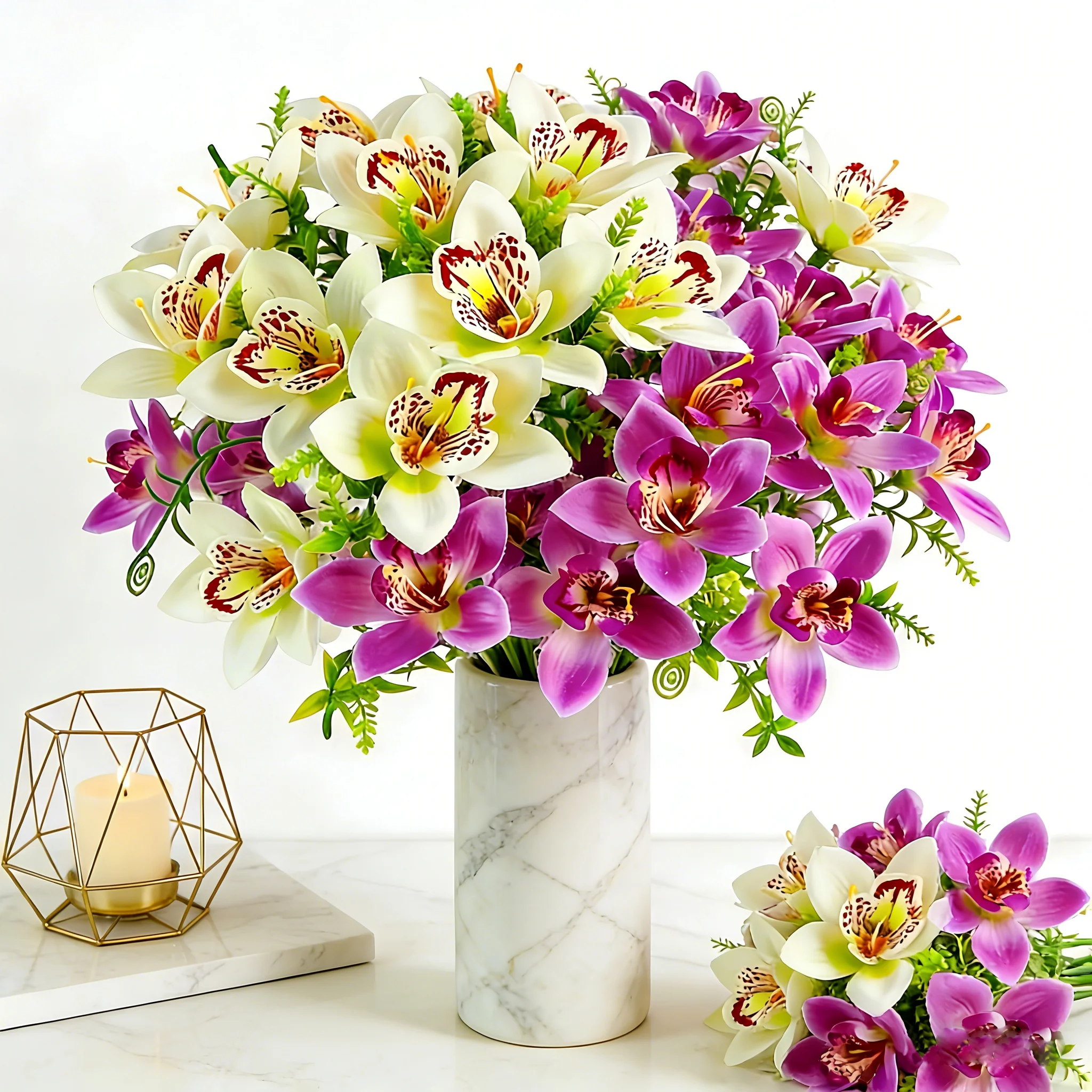5/10 Stück Orchideen-Kunstblumenstrauß, 35 cm, künstliche Blumen für Heimdekoration, Hochzeit, Dekorationen, Vasenornamente, Zubehör