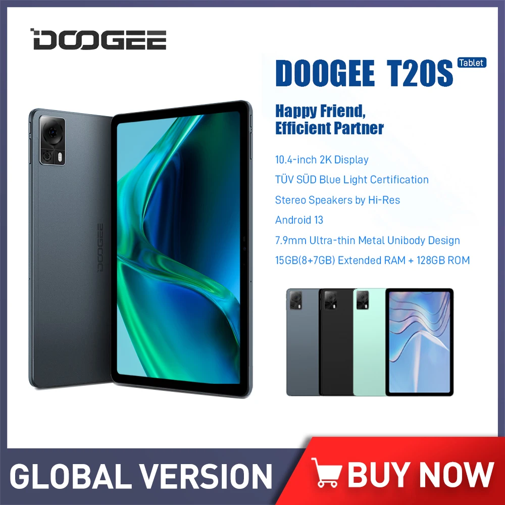 DOOGEE T20S Tablet PC 10.4Inch 8GB RAM+128GB ROM 2K Display 4G Tablet 7500mAh Battery 13MP Main Camera Global Version Android 13 global version nokia t21 voice call tablet pc 4gb ram 128gb rom 4g wifi nfc unisoc t612 10 36 inch 8200mah 8mp camera android 12