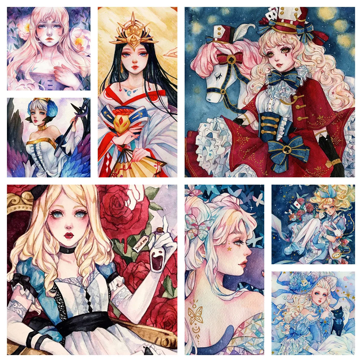 

Набор для алмазной живописи «Роза», мультяшная девушка AB 5D «сделай сам», вышивка блестками, украшение для дома, подарок