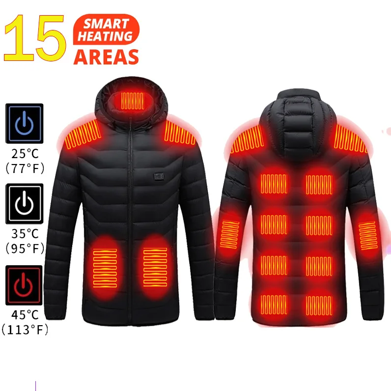 thumbnail image 1 of Chaqueta calefactable de 21 áreas para hombre, chaqueta calefactora impermeable de invierno, chaquetas para mantener el calor, parkas, abrigo, chaleco calefactable táctico, 1 of 5