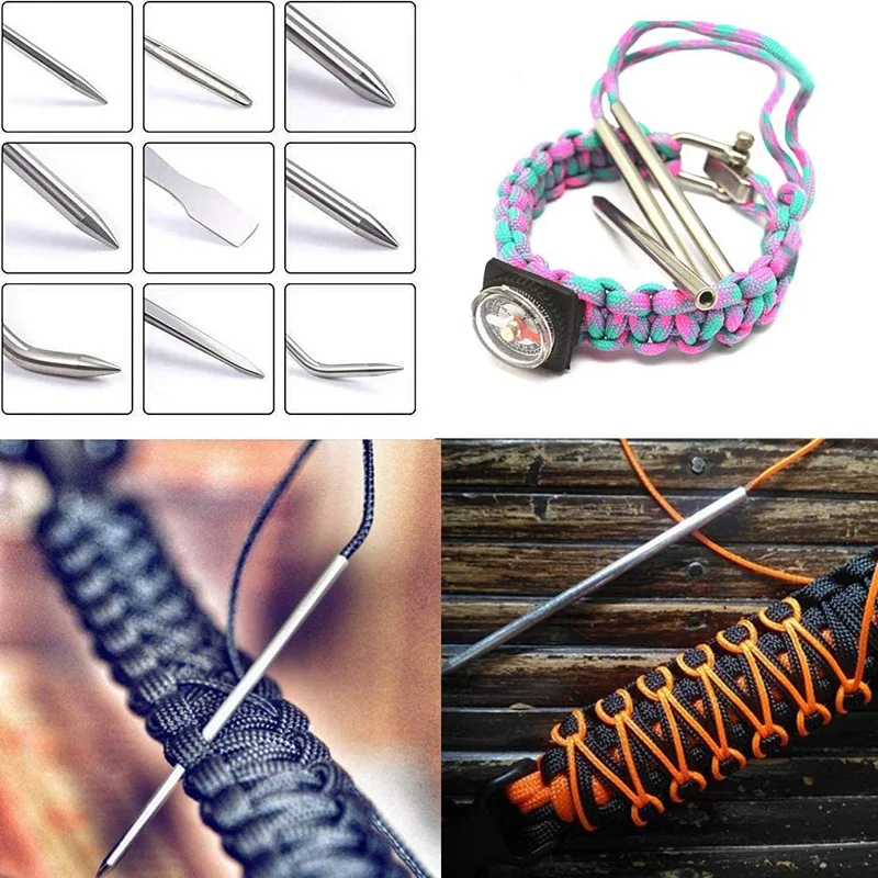 Paracord Needle Set Paracord Knitting Tool Set Aluminium Parachute Cord Needles Bracelets DIY Weave Umbrella Rope