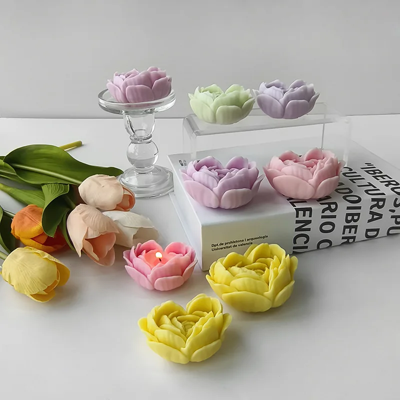 Love Flower Mold Rose Aromatherapy DIY Flower Mold Handmade Soap Drop Glue Gypsum Candle Silicone Mould Candle Making Kit