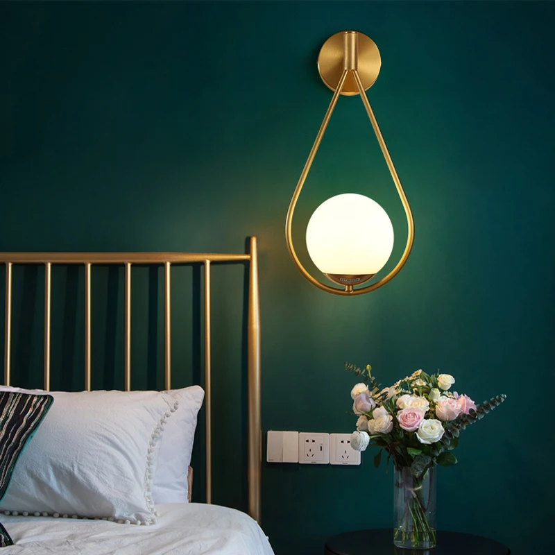 

Modern Sconce LED Wall Light For Bedroom Nordic Glass Ball Wall Lamp Home Indoor Decor Wall Lights Fixture For Corridor