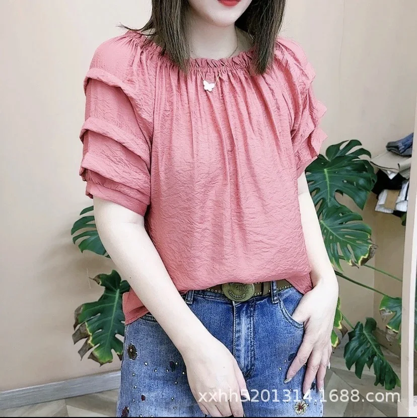 

Summer short-sleeved T-shirt round collar shirt new style loose belly thin gray22