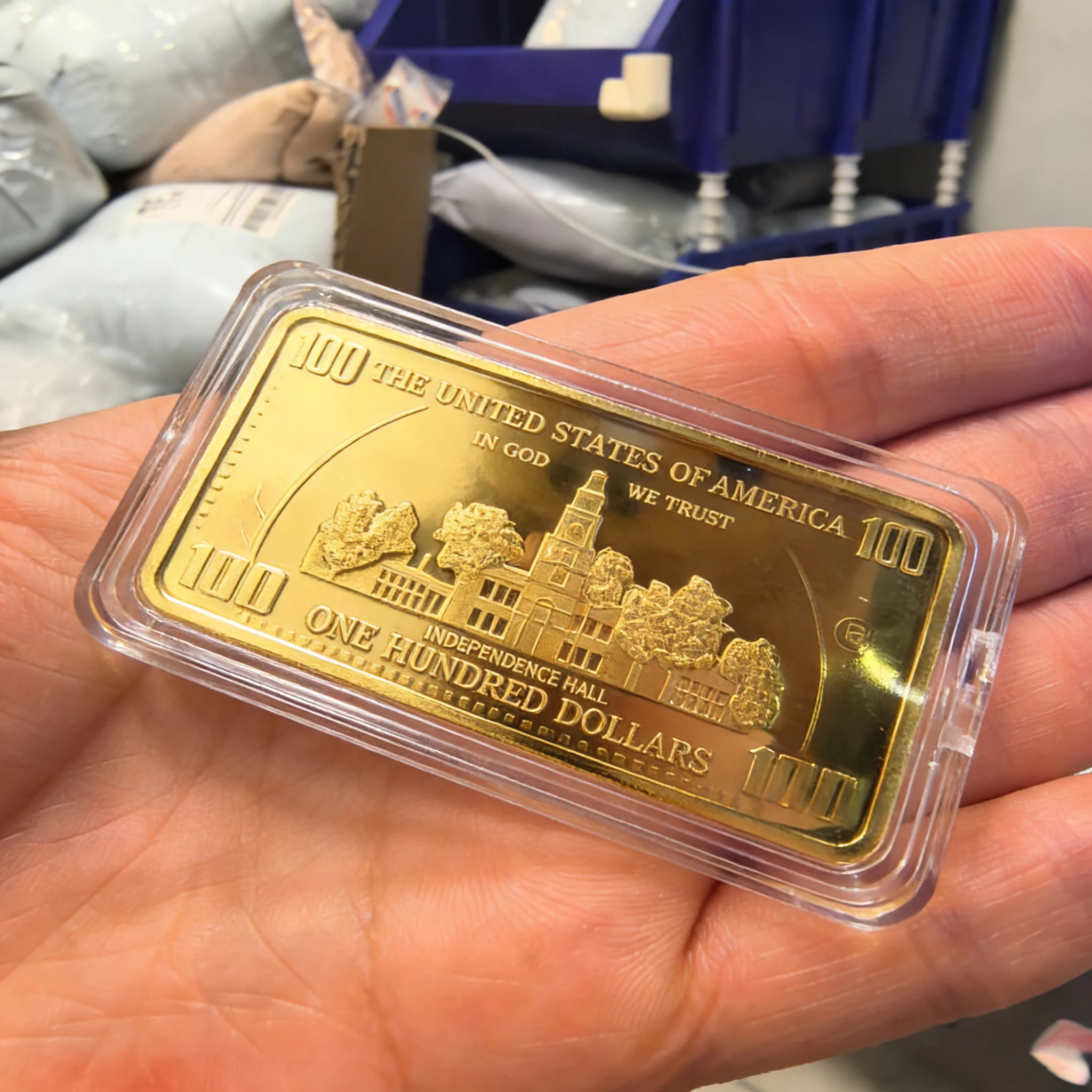 Gold Plated US Dollar Bill Commemorative Bar 1oz Collectible Souvenir 5&times;3cm Art Craft Gift for Coin Enthusiasts