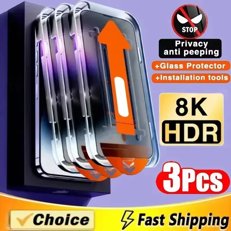 Oleophobic Coating Privacy Screen Protector For iPhone 17 Pro Max 16 15 13 11 14 12 Air 16E Mini SE 7 XR Dust Free Installation
