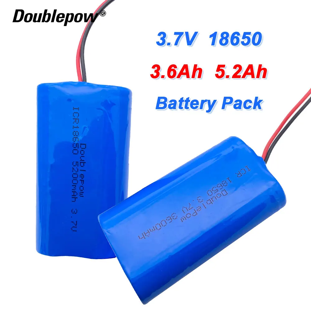 3.7V 5200mAh Lithium Batterij Met XH2.54/2P Plug - Voor RC Auto, Solar Camera, Luidspreker En LED Lamp